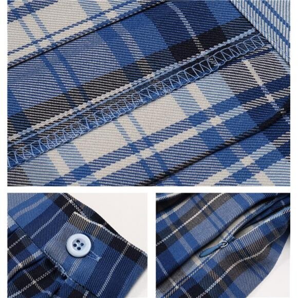 Girls Plaid Pleated School Uniform Skirts Women Short Mini Cosplay Costumes - Picture 3 of 7